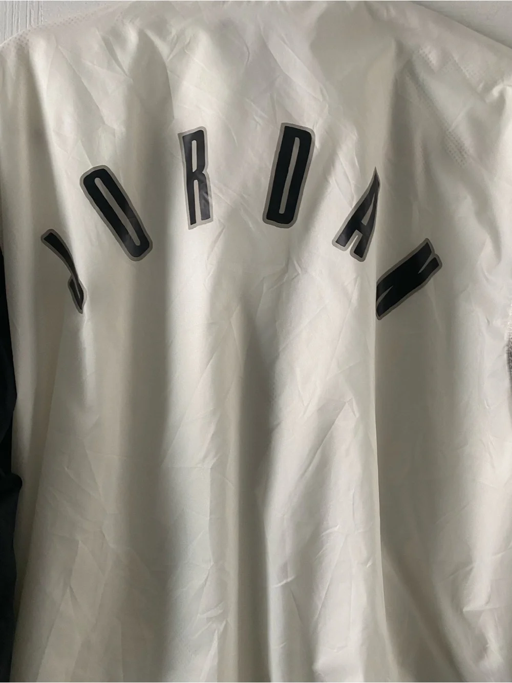Jordan Flight MVP Black Off White Nylon Varsity Streetwear Y2K Bomber Jacket S